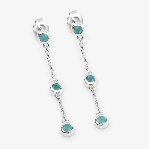 0.60 Carat Genuine Emerald .925 Sterling Silver Earrings - Image 10