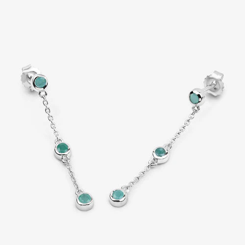 0.60 Carat Genuine Emerald .925 Sterling Silver Earrings - Image 12