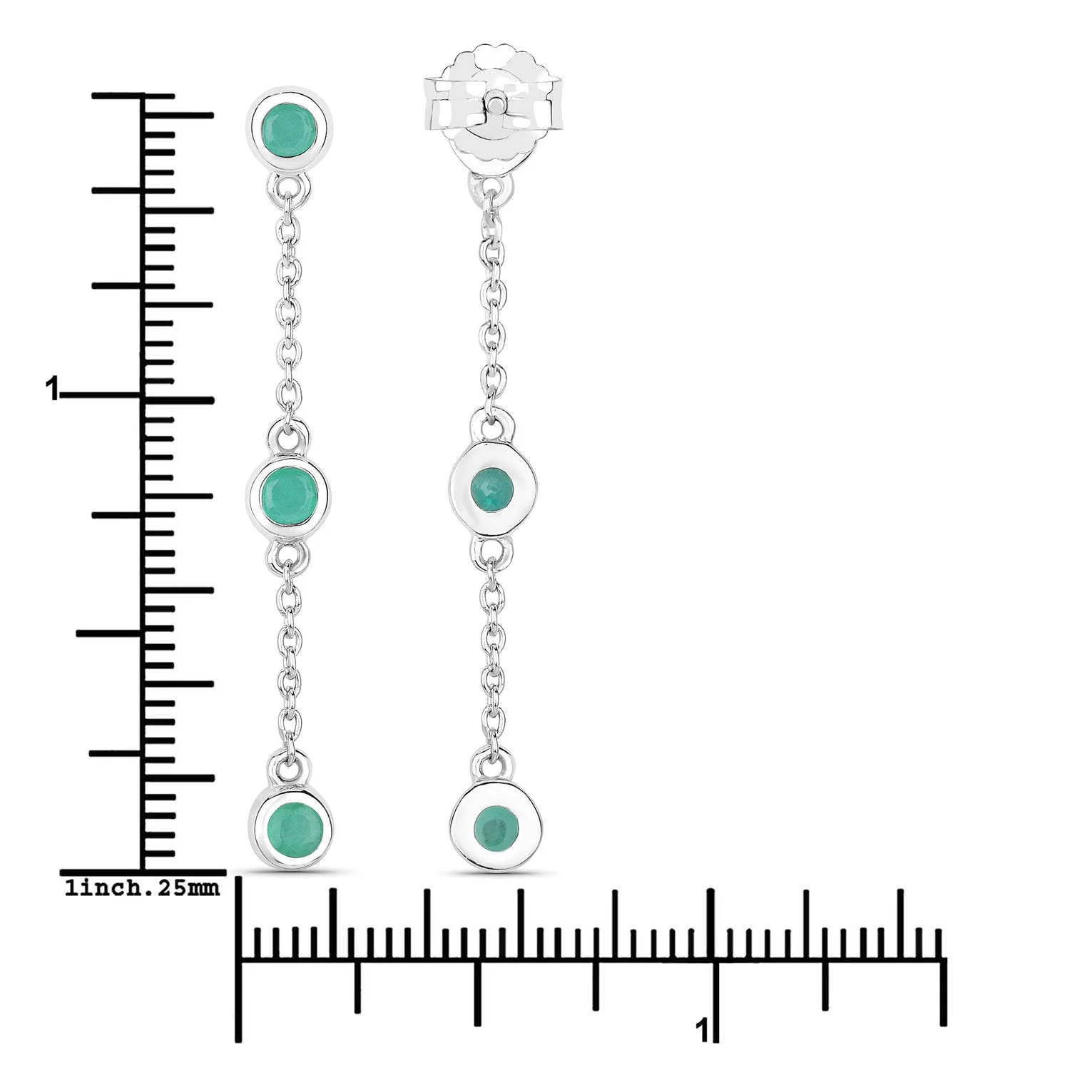0.60 Carat Genuine Emerald .925 Sterling Silver Earrings - Image 3