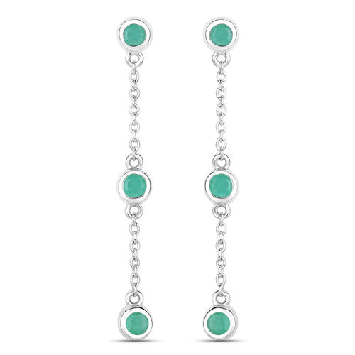0.60 Carat Genuine Emerald .925 Sterling Silver Earrings - Image 5