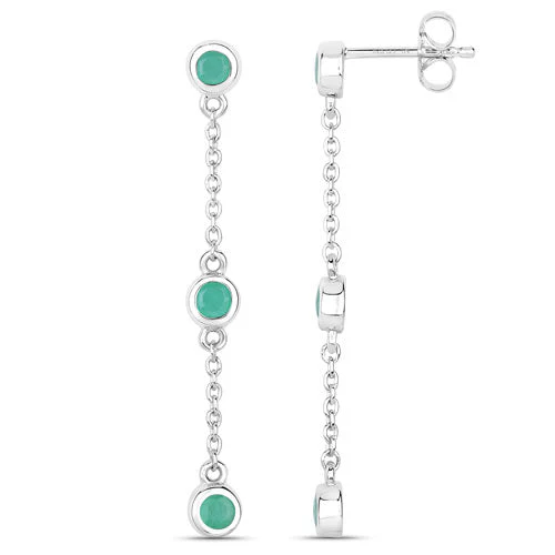 0.60 Carat Genuine Emerald .925 Sterling Silver Earrings - Image 6