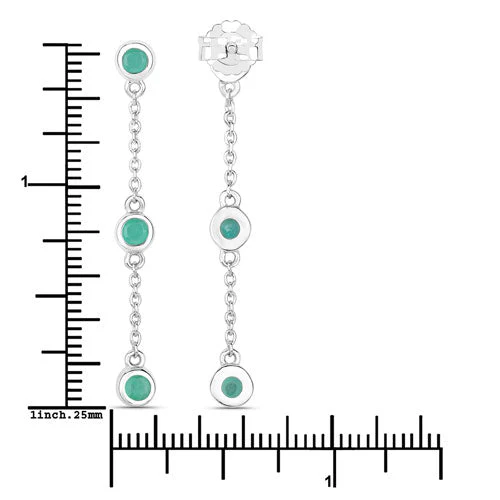 0.60 Carat Genuine Emerald .925 Sterling Silver Earrings - Image 7