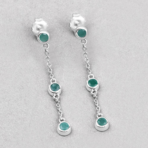 0.60 Carat Genuine Emerald .925 Sterling Silver Earrings - Image 8