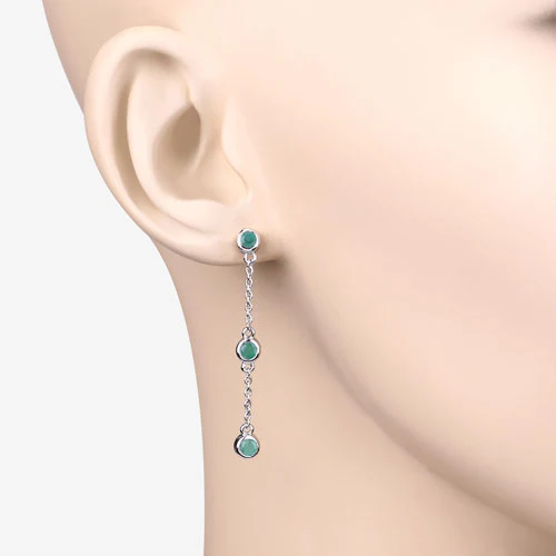 0.60 Carat Genuine Emerald .925 Sterling Silver Earrings - Image 9