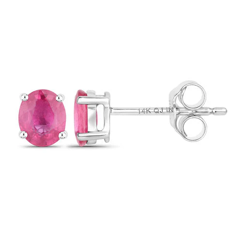 0.60 Carat Genuine Ruby 14K White Gold Earrings - Image 2