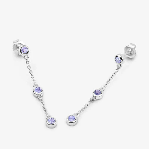 0.60 Carat Genuine Tanzanite .925 Sterling Silver Earrings - Image 11