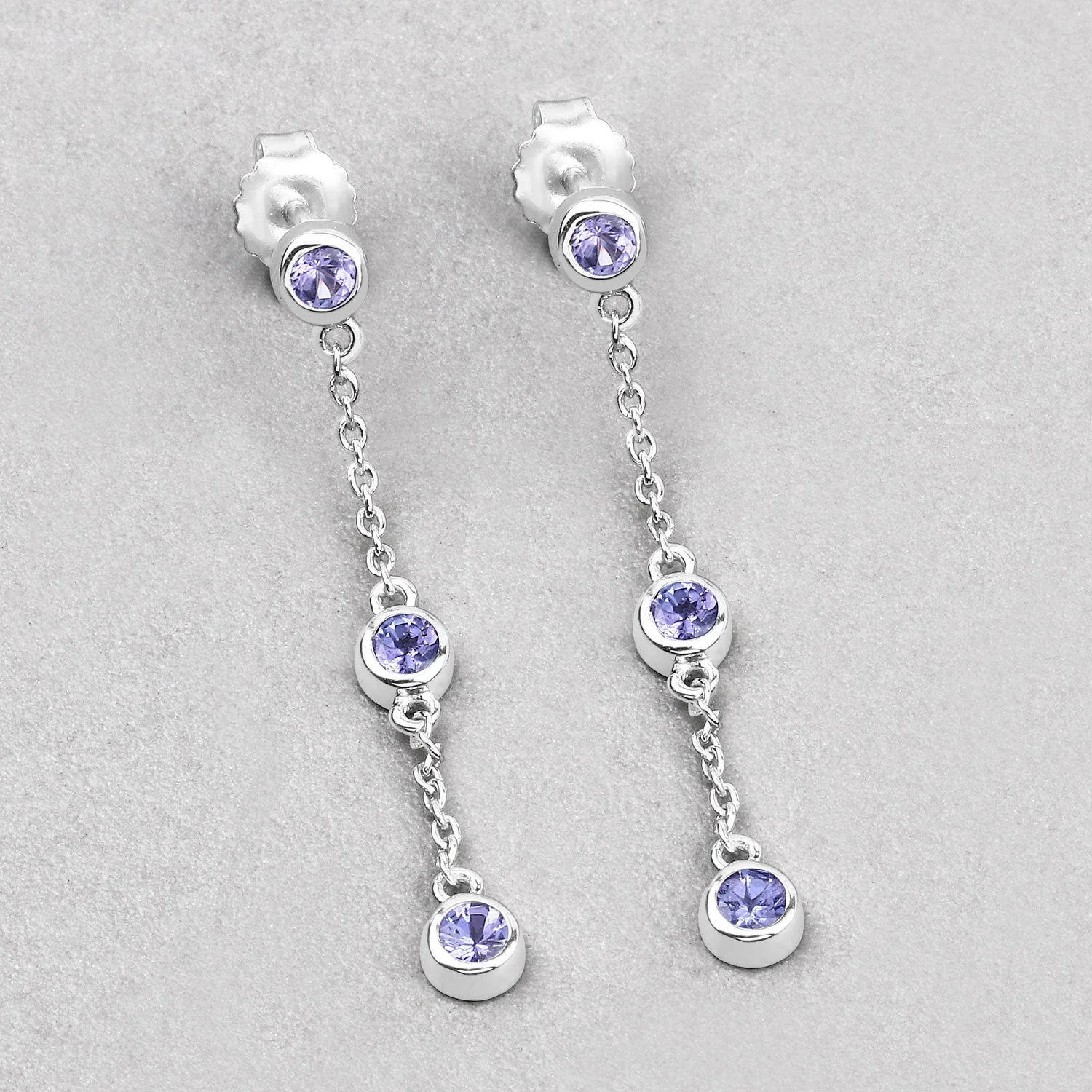 0.60 Carat Genuine Tanzanite .925 Sterling Silver Earrings - Image 4