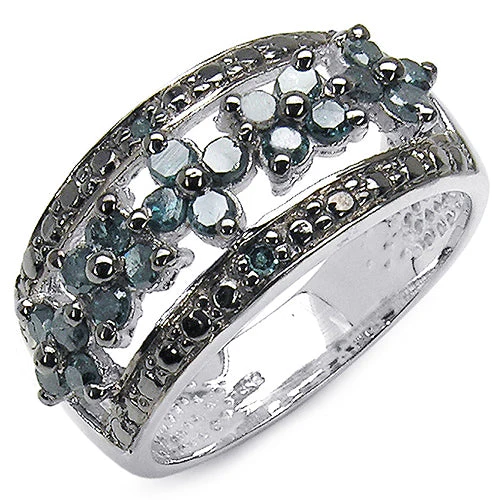 0.62 Carat Genuine Blue Diamond .925 Sterling Silver Ring - Image 4