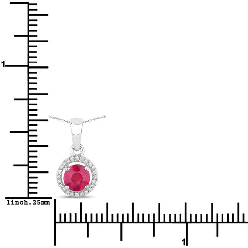 0.62 Carat Genuine Ruby and White Diamond 14K White Gold Pendant - Image 3