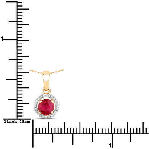 0.62 Carat Genuine Ruby and White Diamond 14K Yellow Gold Pendant - Image 3