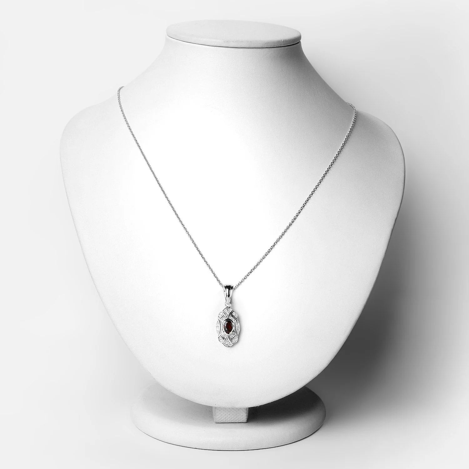 0.63 Carat Genuine Garnet and White Topaz .925 Sterling Silver Pendant - Image 2