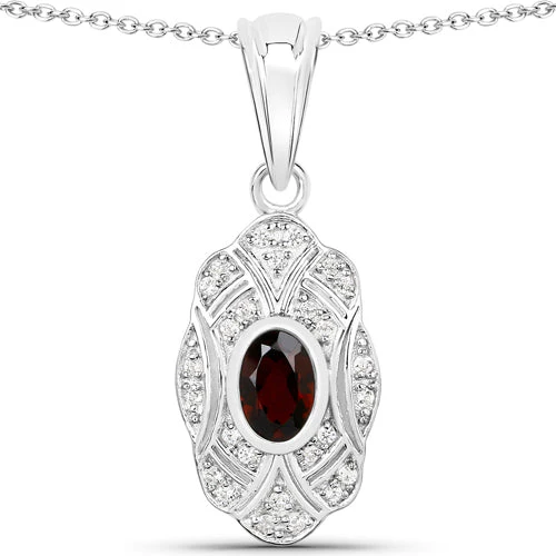 0.63 Carat Genuine Garnet and White Topaz .925 Sterling Silver Pendant - Image 4