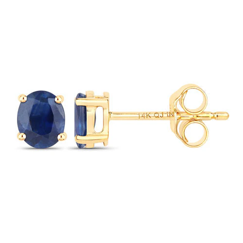 0.68 Carat Genuine Blue Sapphire 14K Yellow Gold Earrings - Image 2