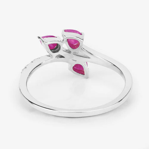 0.68 Carat Genuine Ruby and White Diamond 14K White Gold Ring - Image 12