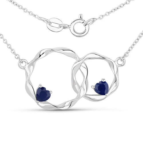 0.70 Carat Genuine Blue Sapphire .925 Sterling Silver Pendant - Image 5