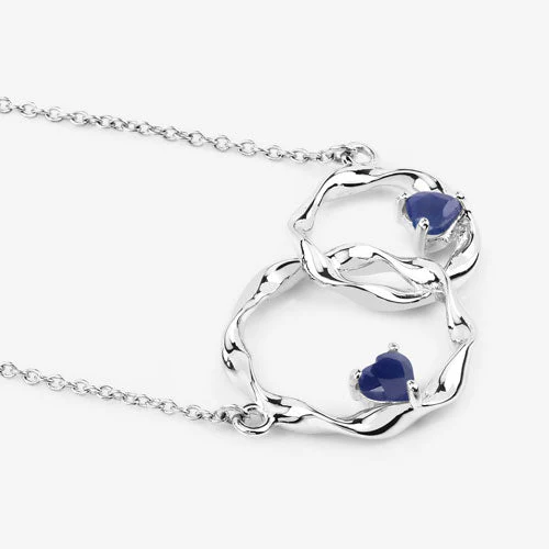 0.70 Carat Genuine Blue Sapphire .925 Sterling Silver Pendant - Image 9