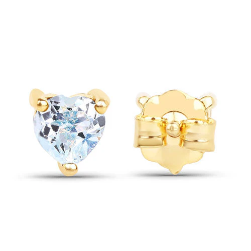0.70 Carat Genuine Blue Topaz 14K Yellow Gold Earrings - Image 3