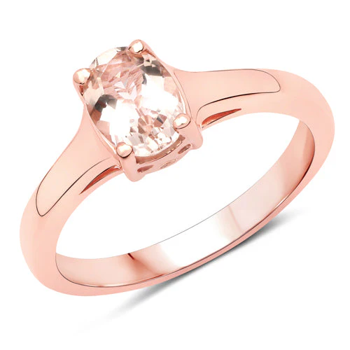 0.70 Carat Genuine Morganite .925 Sterling Silver Ring - Image 5