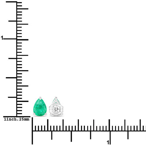 0.70 Carat Genuine Zambian Emerald 14K White Gold Earrings - Image 3