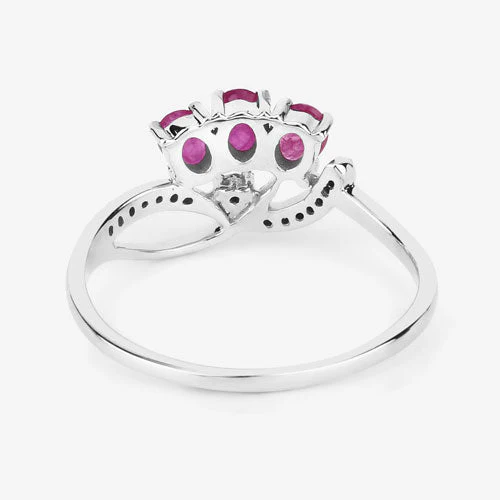0.71 Carat Genuine Ruby and White Diamond 14K White Gold Ring - Image 12