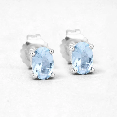 0.72 Carat Genuine Aquamarine .925 Sterling Silver Earrings - Image 5