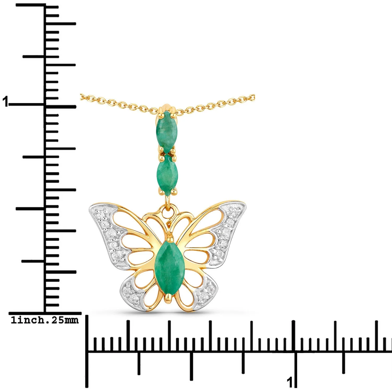 0.72 Carat Genuine Emerald and White Zircon .925 Sterling Silver Pendant - Image 3