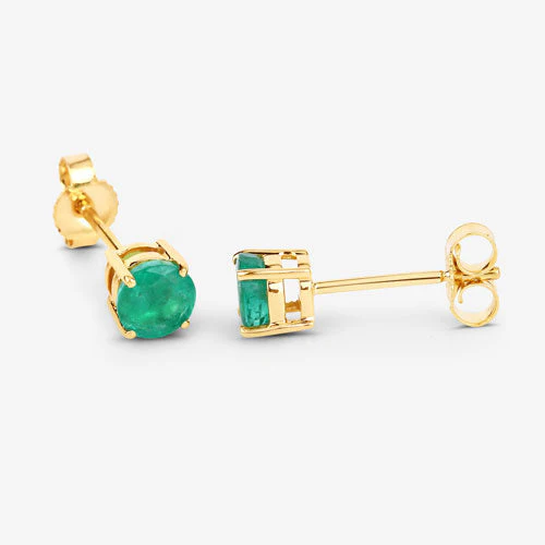 0.72 Carat Genuine Zambian Emerald 10K Yellow Gold Earrings - Image 8