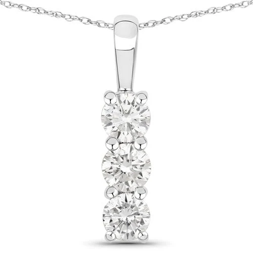 0.75 Carat Genuine Lab Grown Diamond 14K White Gold Pendant - Image 2