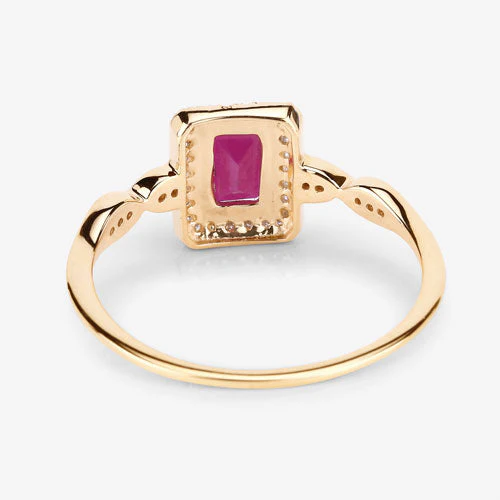 0.75 Carat Genuine Ruby and White Diamond 14K Yellow Gold Ring - Image 13