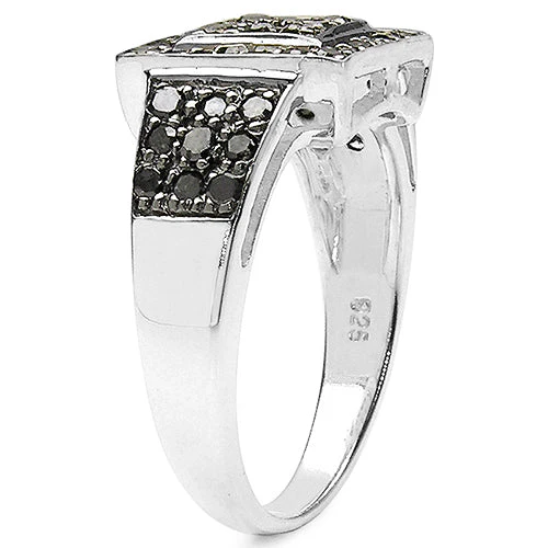 0.77 Carat Genuine Black Diamond .925 Sterling Silver Ring - Image 2