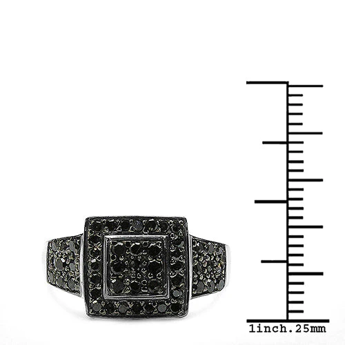 0.77 Carat Genuine Black Diamond .925 Sterling Silver Ring - Image 3