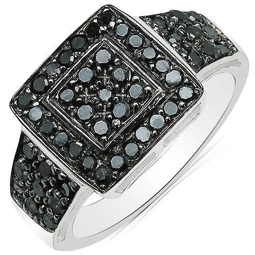 0.77 Carat Genuine Black Diamond .925 Sterling Silver Ring - Image 4