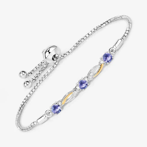 0.77 Carat Genuine Tanzanite and White Sapphire .925 Sterling Silver Bracelet - Image 10