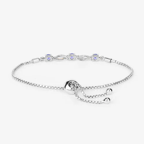 0.77 Carat Genuine Tanzanite and White Sapphire .925 Sterling Silver Bracelet - Image 12