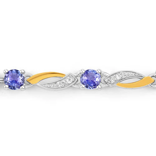 0.77 Carat Genuine Tanzanite and White Sapphire .925 Sterling Silver Bracelet - Image 5