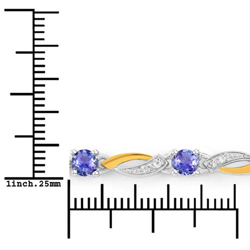 0.77 Carat Genuine Tanzanite and White Sapphire .925 Sterling Silver Bracelet - Image 6