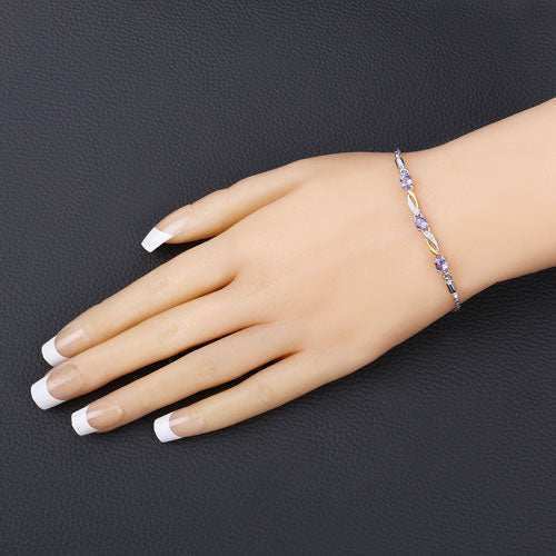 0.77 Carat Genuine Tanzanite and White Sapphire .925 Sterling Silver Bracelet - Image 9