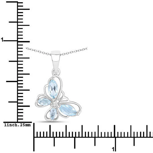 0.78 Carat Genuine Blue Topaz .925 Sterling Silver Pendant - Image 3