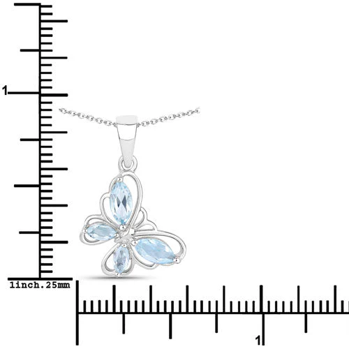 0.78 Carat Genuine Blue Topaz .925 Sterling Silver Pendant - Image 7
