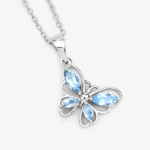 0.78 Carat Genuine Blue Topaz .925 Sterling Silver Pendant - Image 8