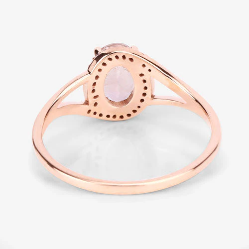 0.78 Carat Genuine Morganite and White Diamond 14K Rose Gold Ring - Image 12