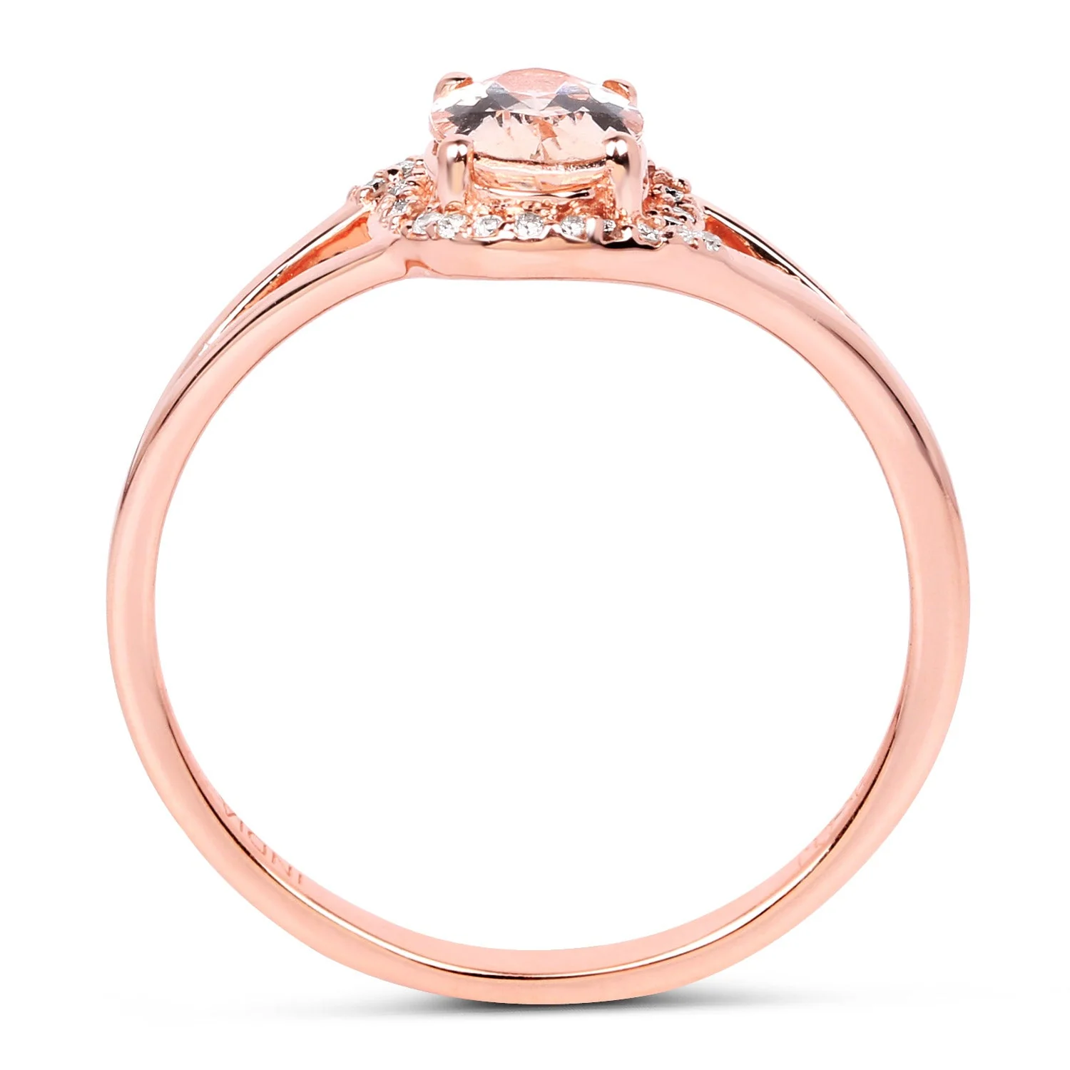 0.78 Carat Genuine Morganite and White Diamond 14K Rose Gold Ring - Image 2
