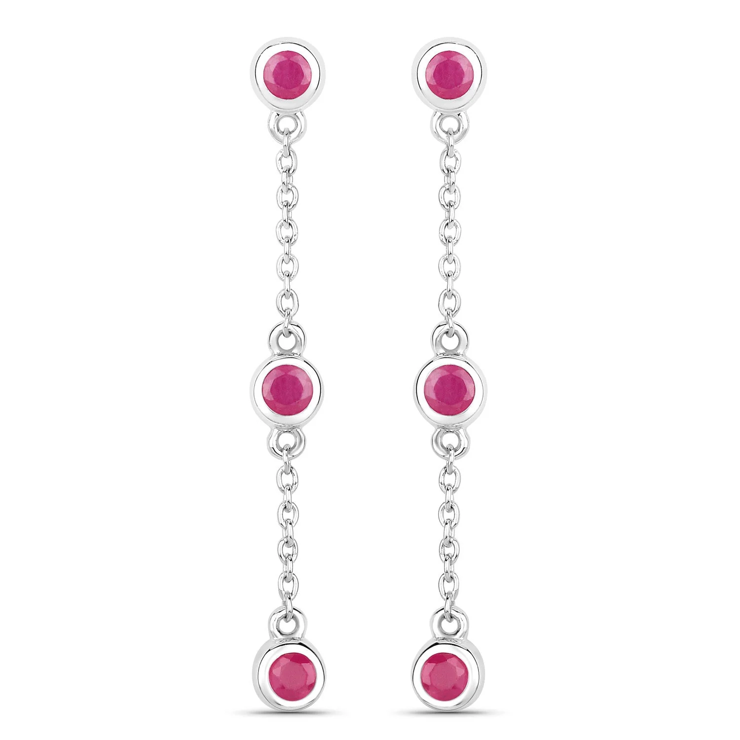 0.78 Carat Genuine Ruby .925 Sterling Silver Earrings