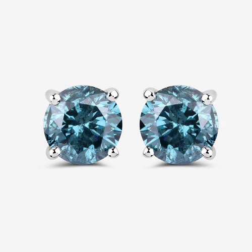 0.81 Carat Genuine Blue Diamond 14K White Gold Earrings - Image 10