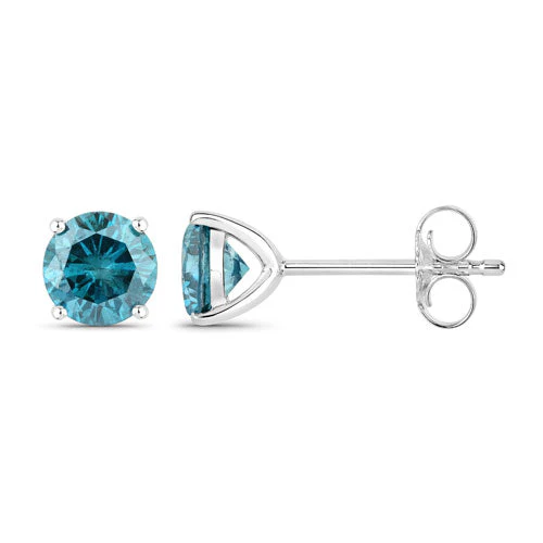 0.81 Carat Genuine Blue Diamond 14K White Gold Earrings - Image 2