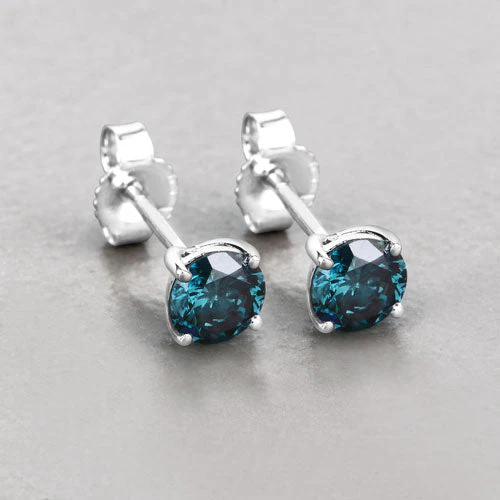 0.81 Carat Genuine Blue Diamond 14K White Gold Earrings - Image 4