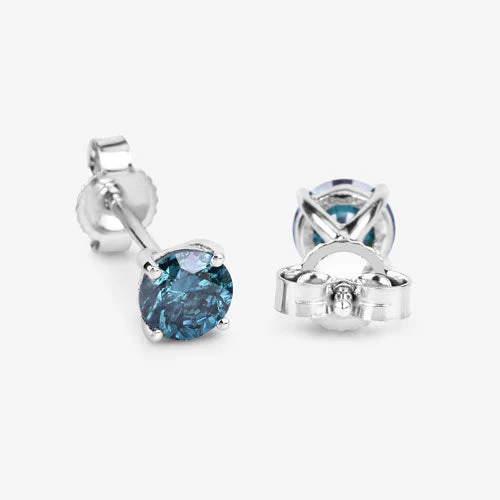 0.81 Carat Genuine Blue Diamond 14K White Gold Earrings - Image 6