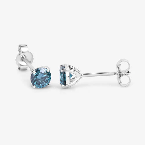 0.81 Carat Genuine Blue Diamond 14K White Gold Earrings - Image 7
