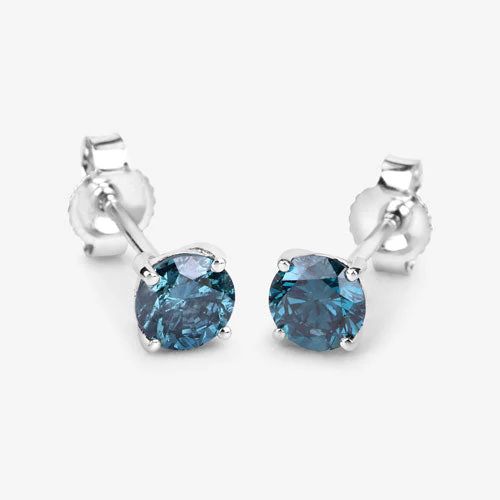0.81 Carat Genuine Blue Diamond 14K White Gold Earrings - Image 8
