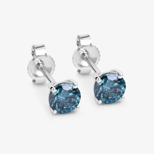 0.81 Carat Genuine Blue Diamond 14K White Gold Earrings - Image 9